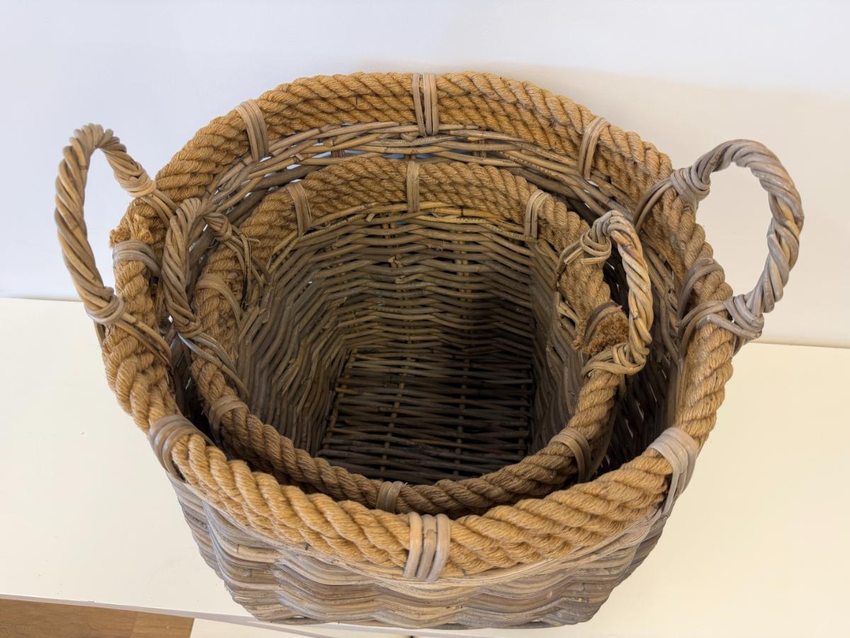 Irving Seagrass Decorative Baskets, Pair