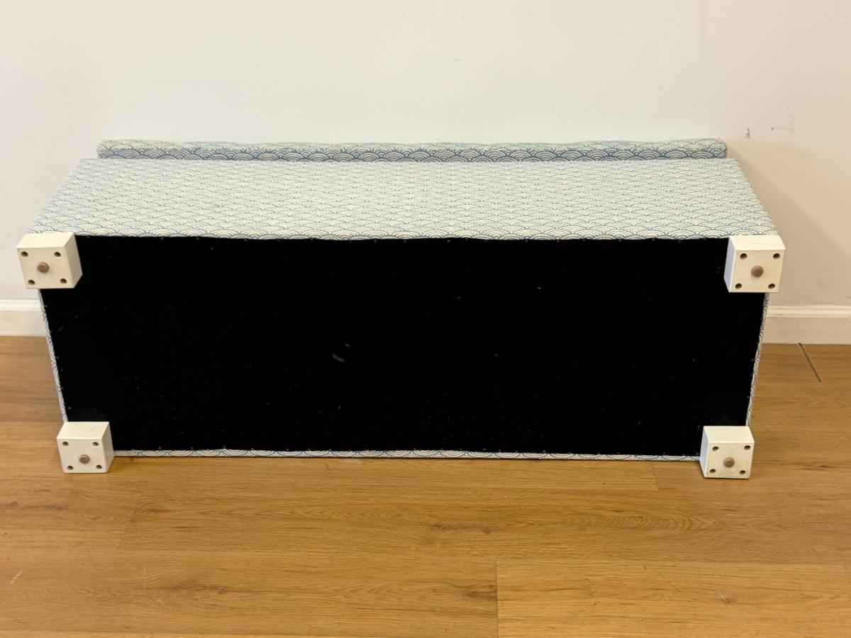 Custom Upholstered Lift Top Bench in Quadrille Lulu DK Rainbow Fabric