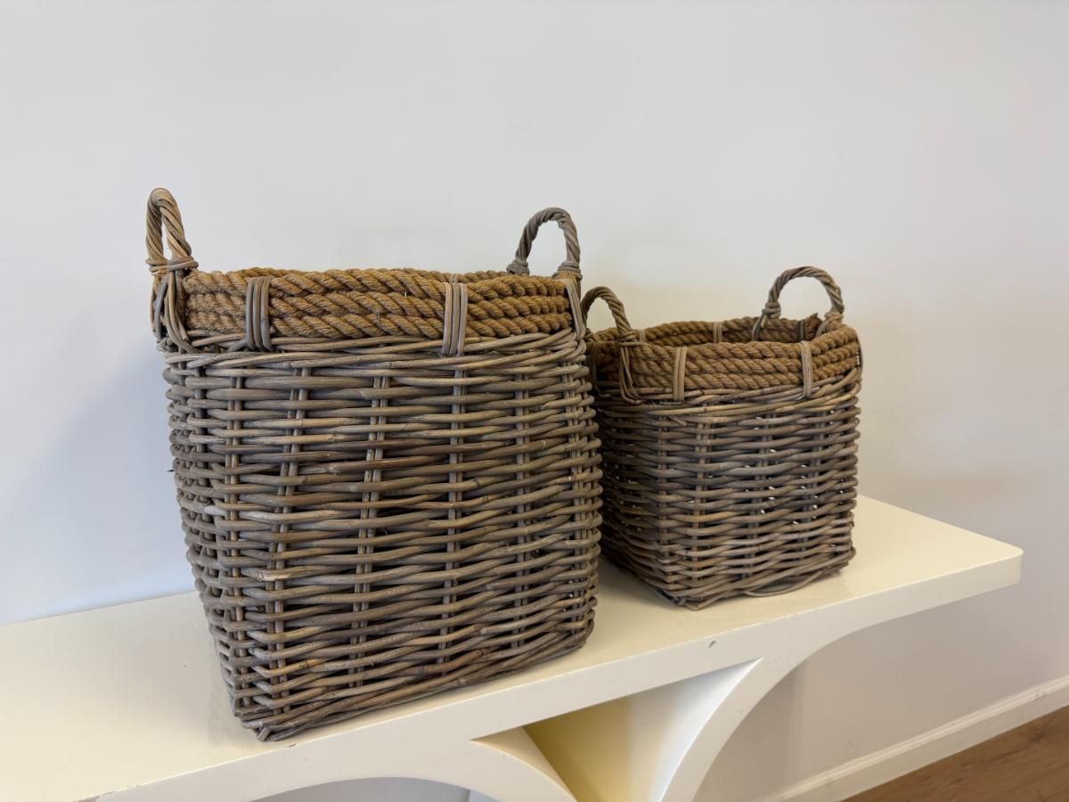 Irving Seagrass Decorative Baskets, Pair