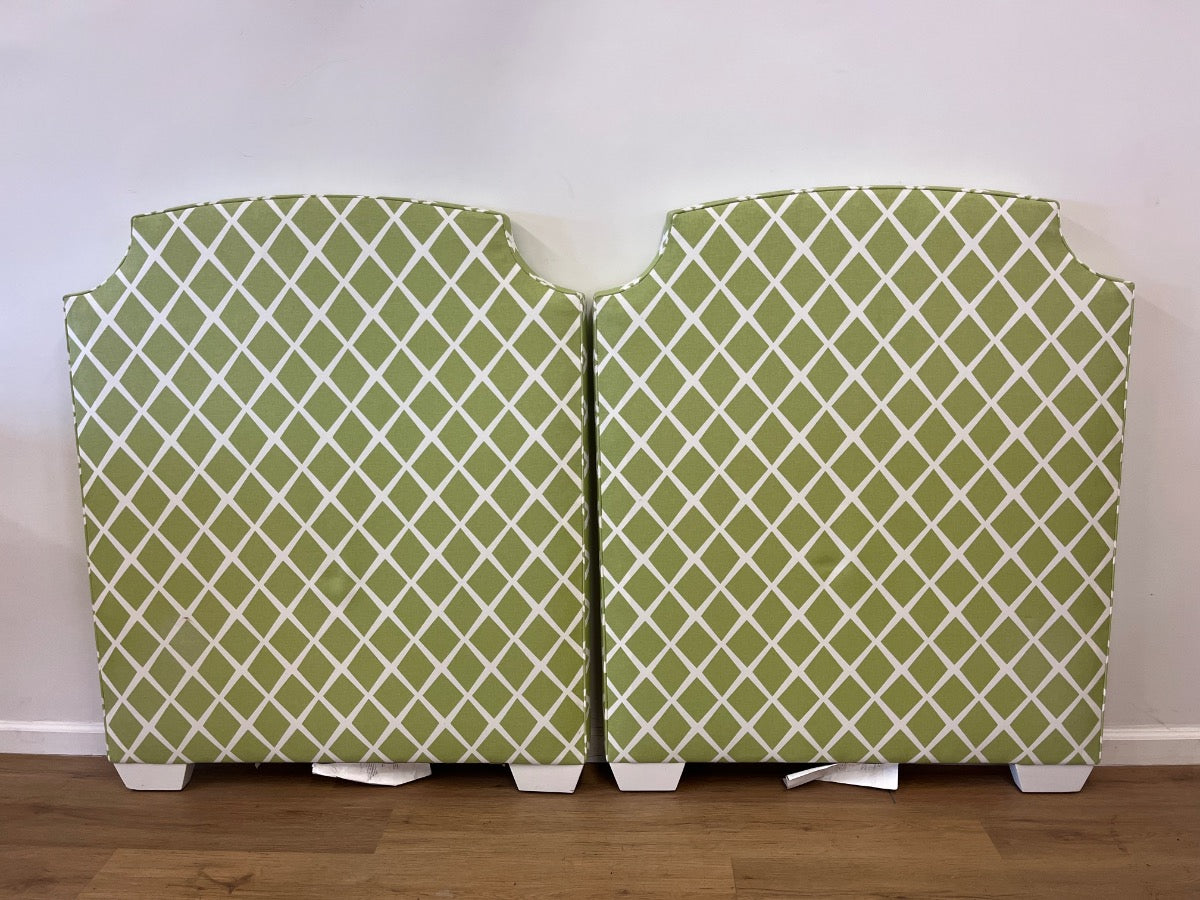 Serena & Lily Hyde Green & White Twin Headboards, Pair