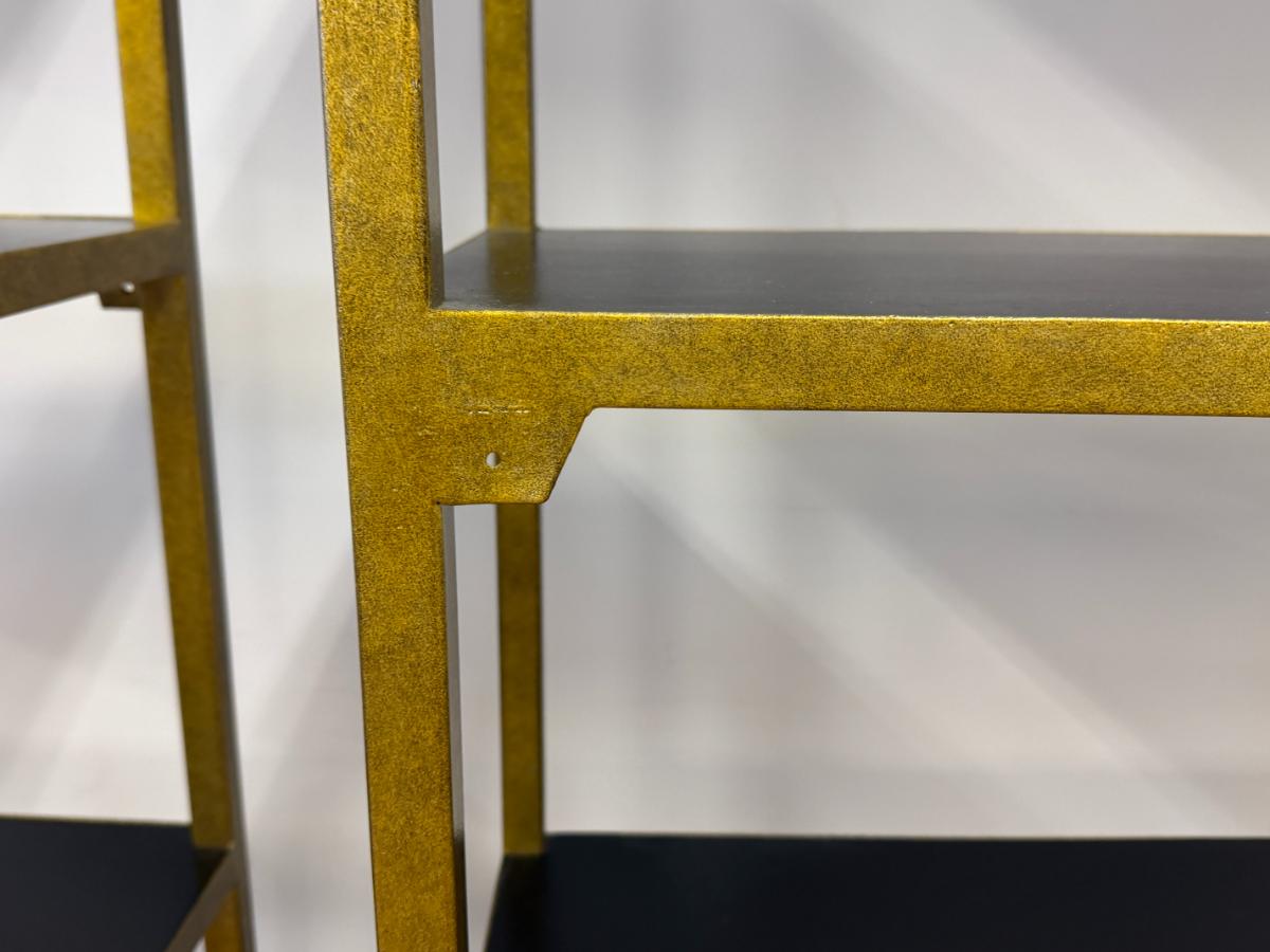 Oly Studio Antique Gold Iron Bookcases, Pair