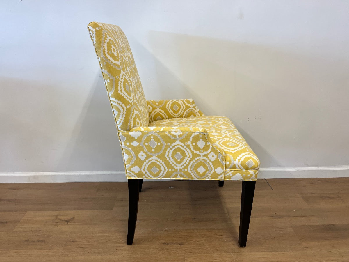 Custom Upholstered Yellow Arm Chair