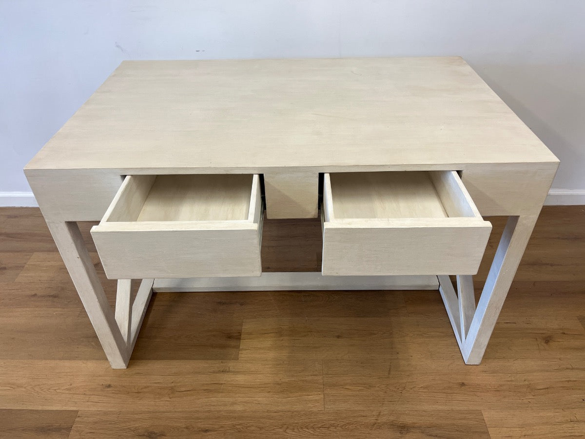 Two-Drawer White Wash Desk