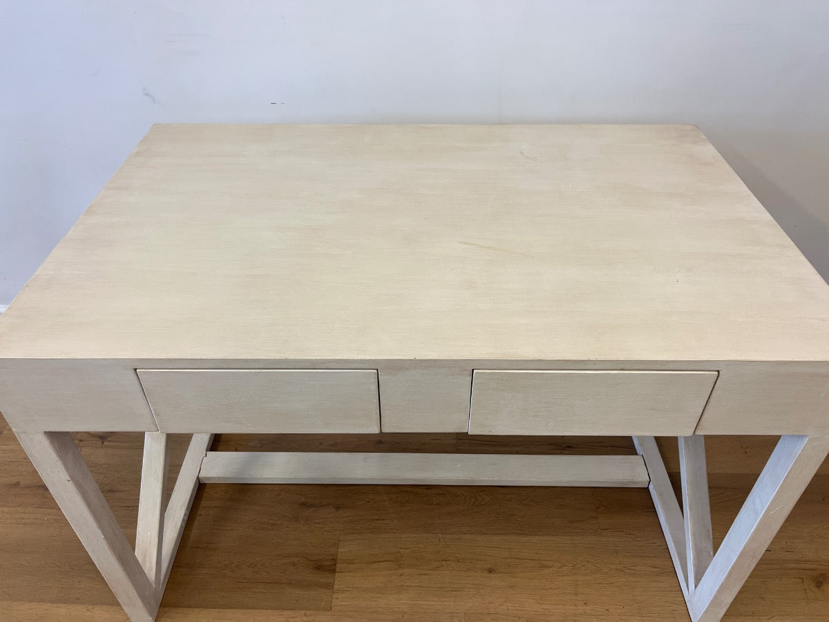 Two-Drawer White Wash Desk