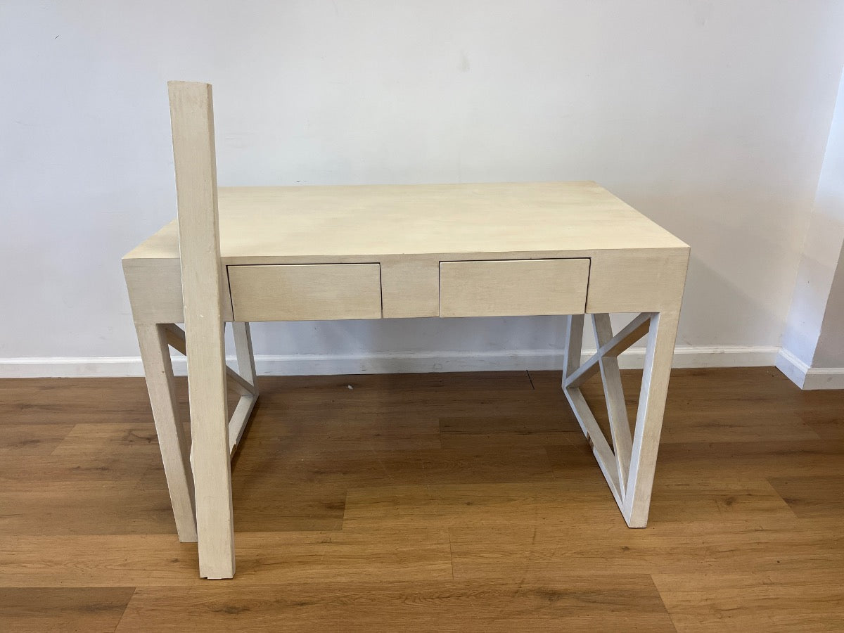 Two-Drawer White Wash Desk