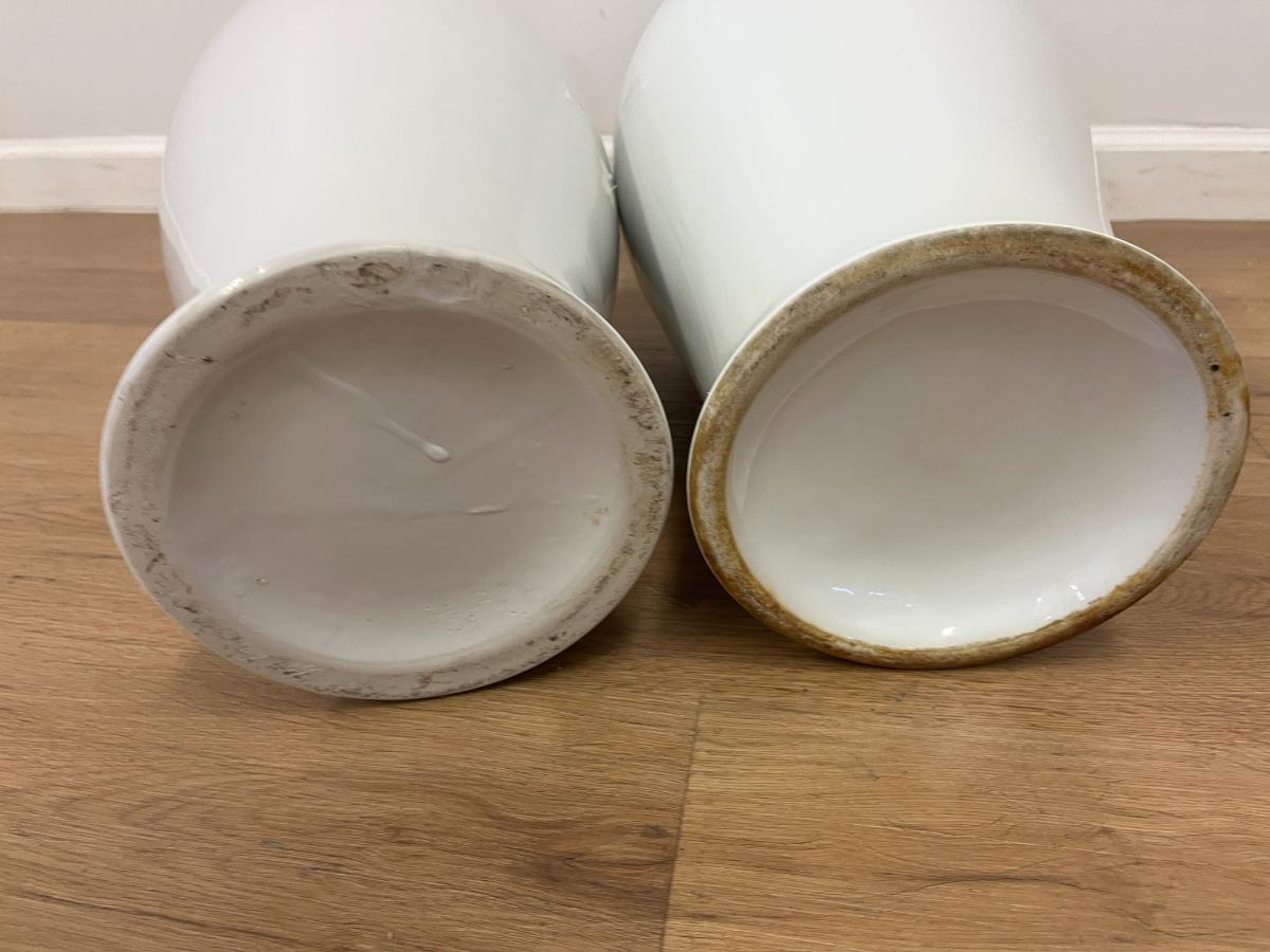 Oversized Pair of White Vases