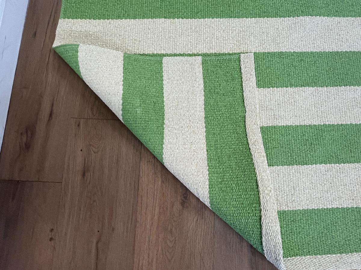 10 x 11 Green & White Striped All-Weather Rug
