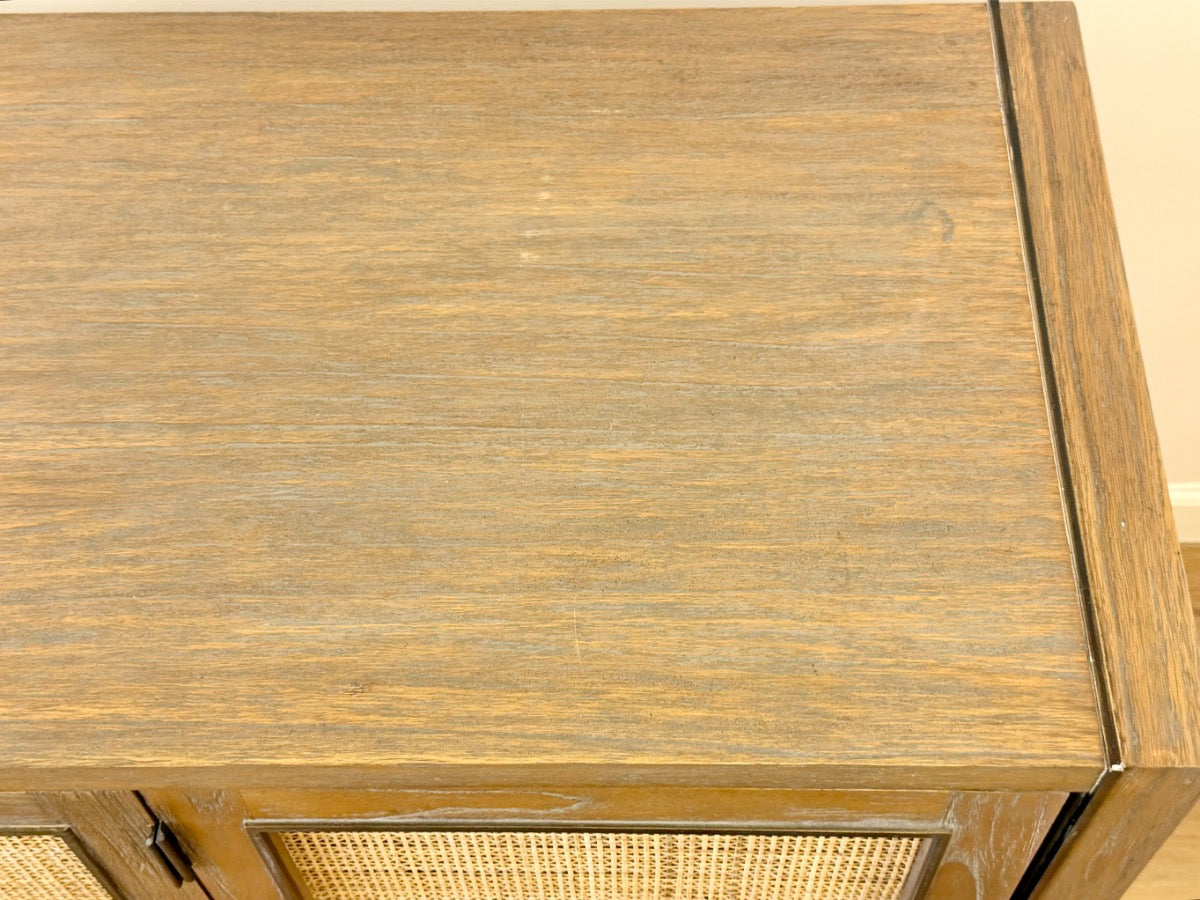 Cerused Wood & Cane 4 Door Cabinet
