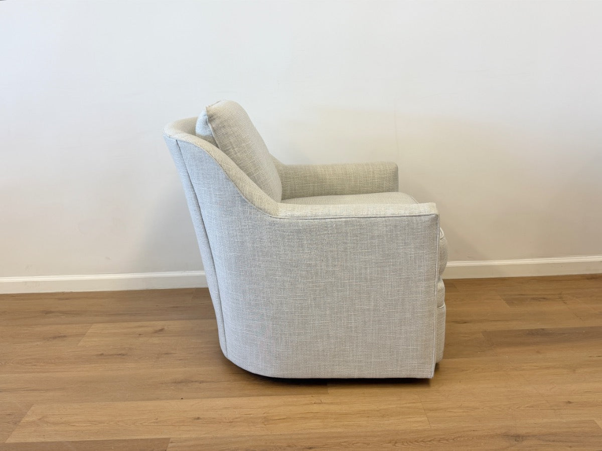 Custom Upholstered Swivel Chair from Housewarmings