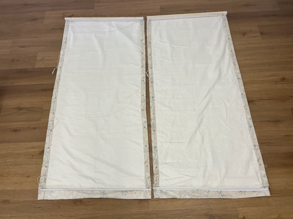 Linen Botanical Roman Shades, Pair