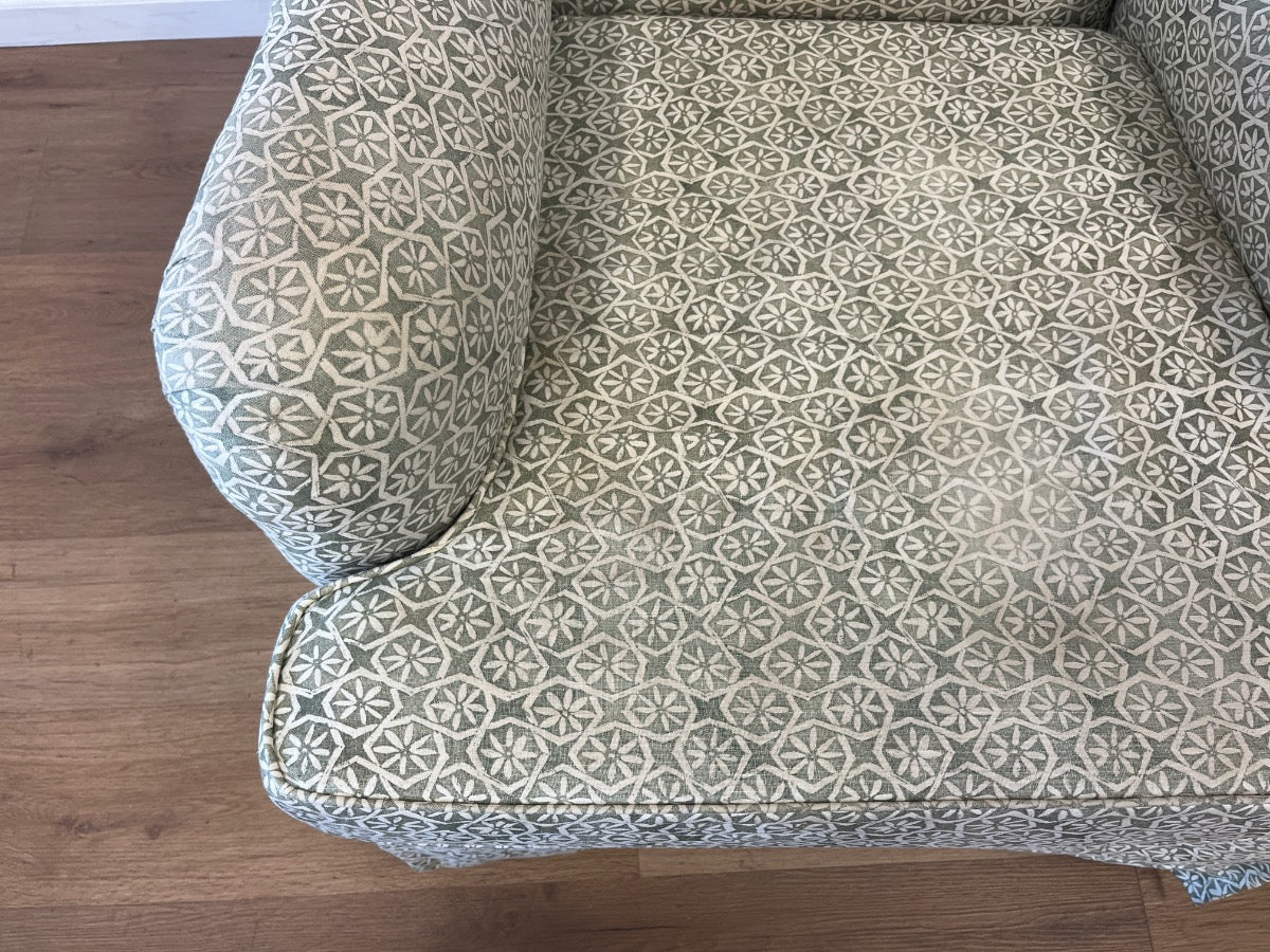English Roll Arm Swivel Chairs in Carolina Irving Textile, Pair