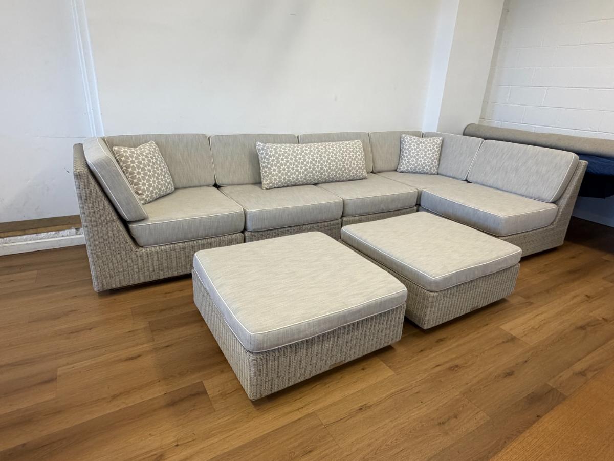 Kingsley Bate Westport Outdoor Sectional and Ottomans