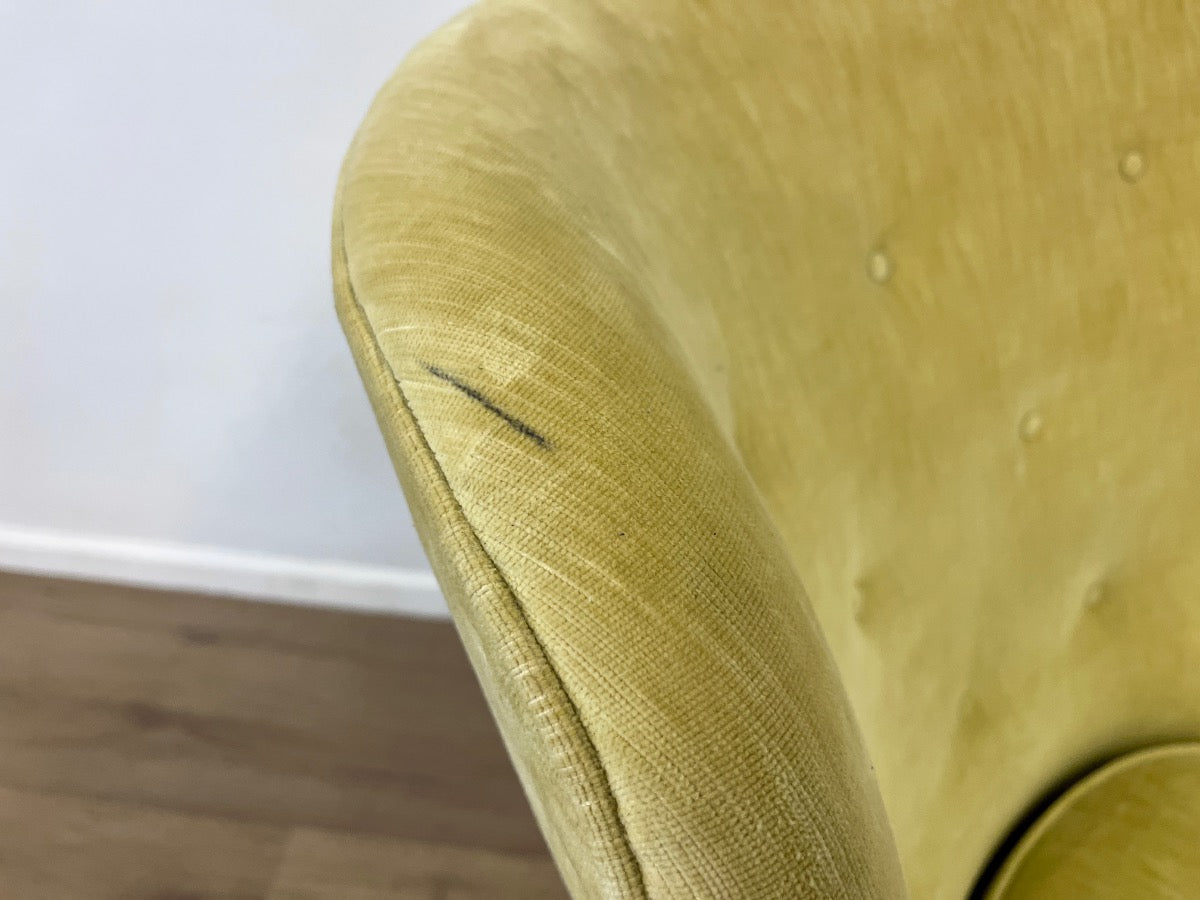 Lee Industries Mid-Century Modern Chartreuse Velvet Wingback Armchair, Model 1304-01