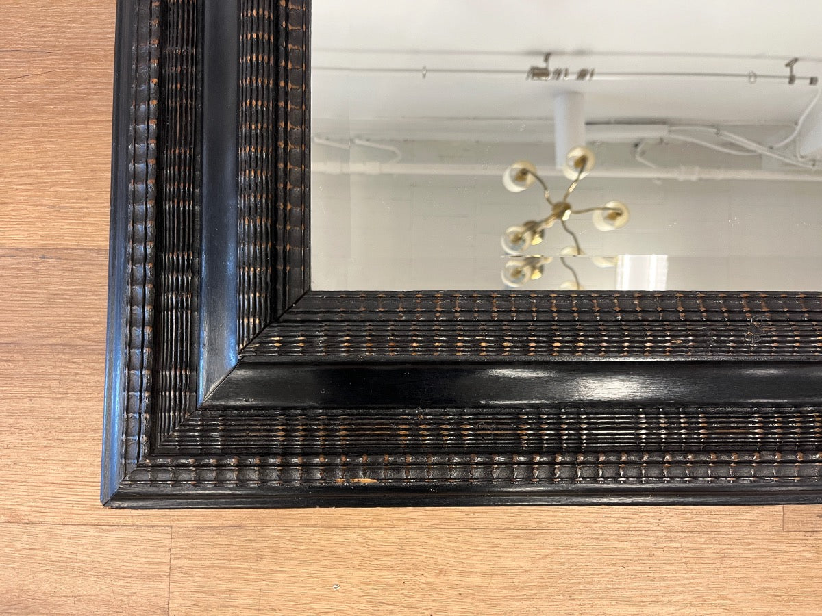 Antique Dutch Ebonized Ripple Framed Mirror