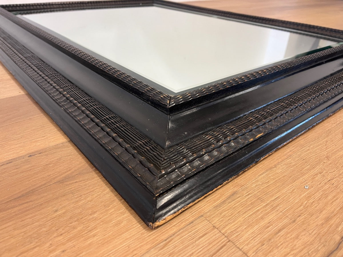 Antique Dutch Ebonized Ripple Framed Mirror