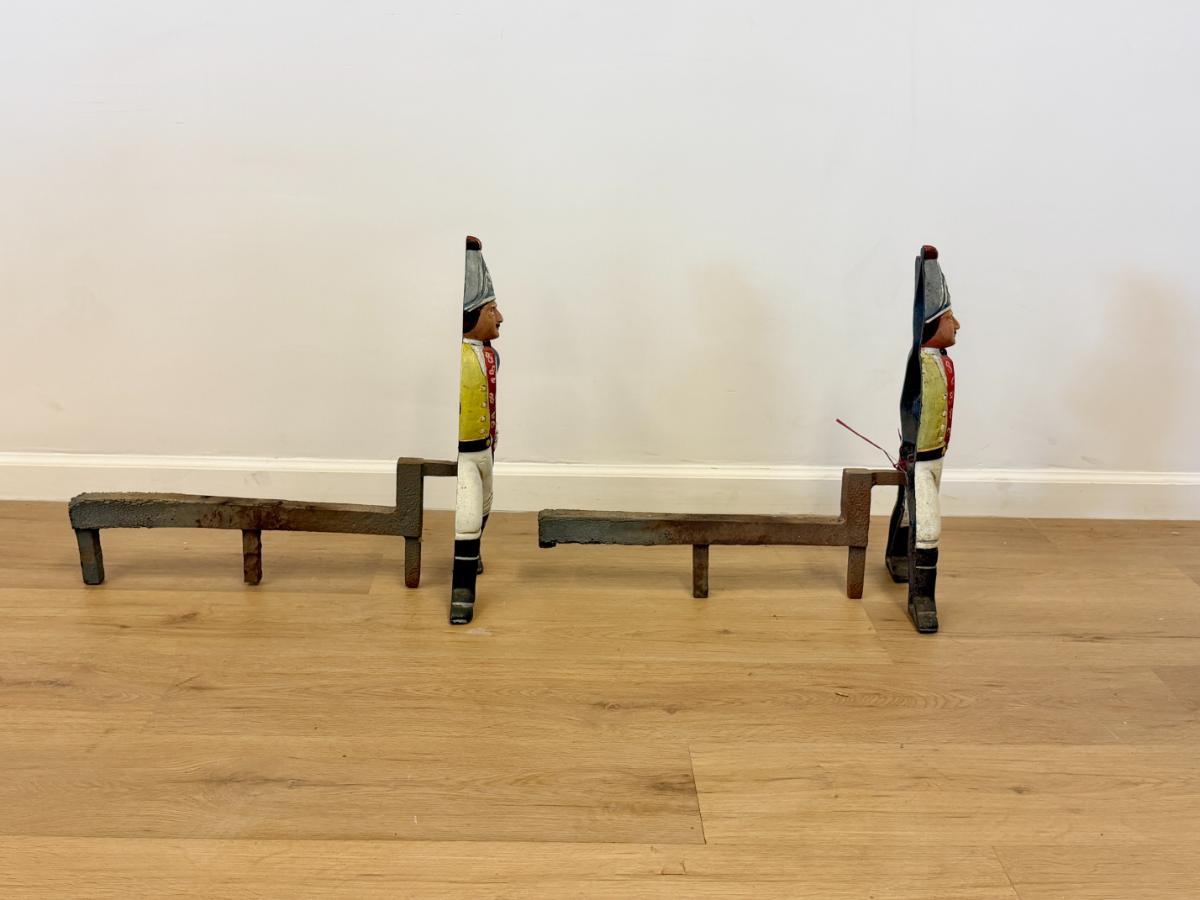 Cast Iron Hessian Soldiers Andirons