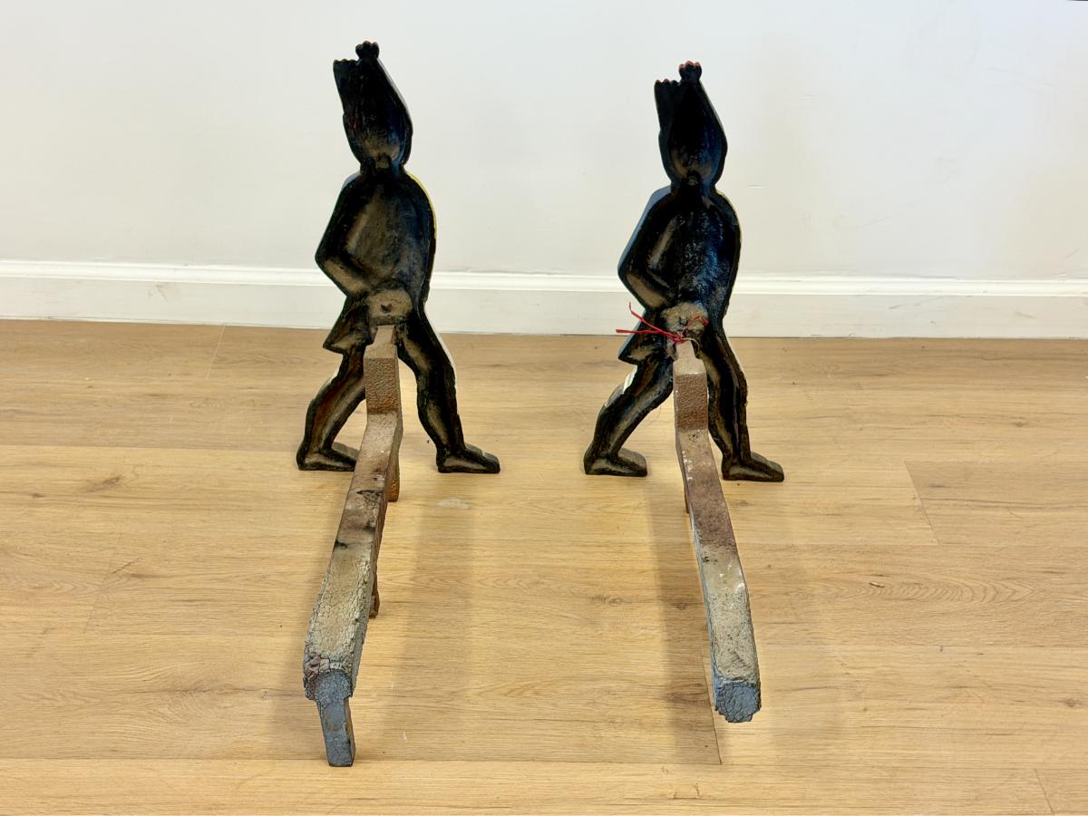 Cast Iron Hessian Soldiers Andirons
