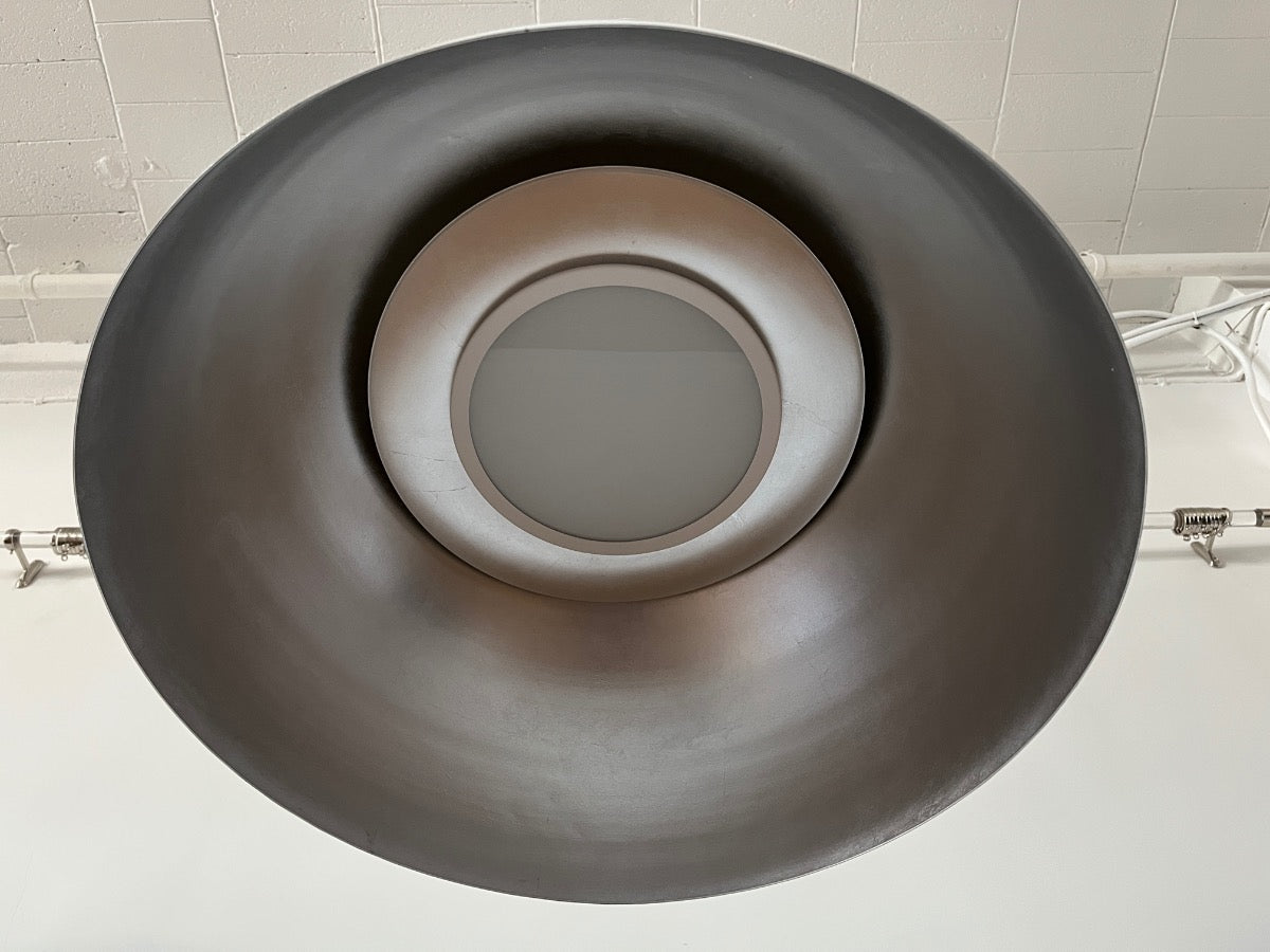 Yolo Pendant Lights in White with Silver Leaf, Pair