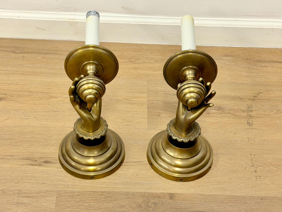 Brass Hand Wall Sconces