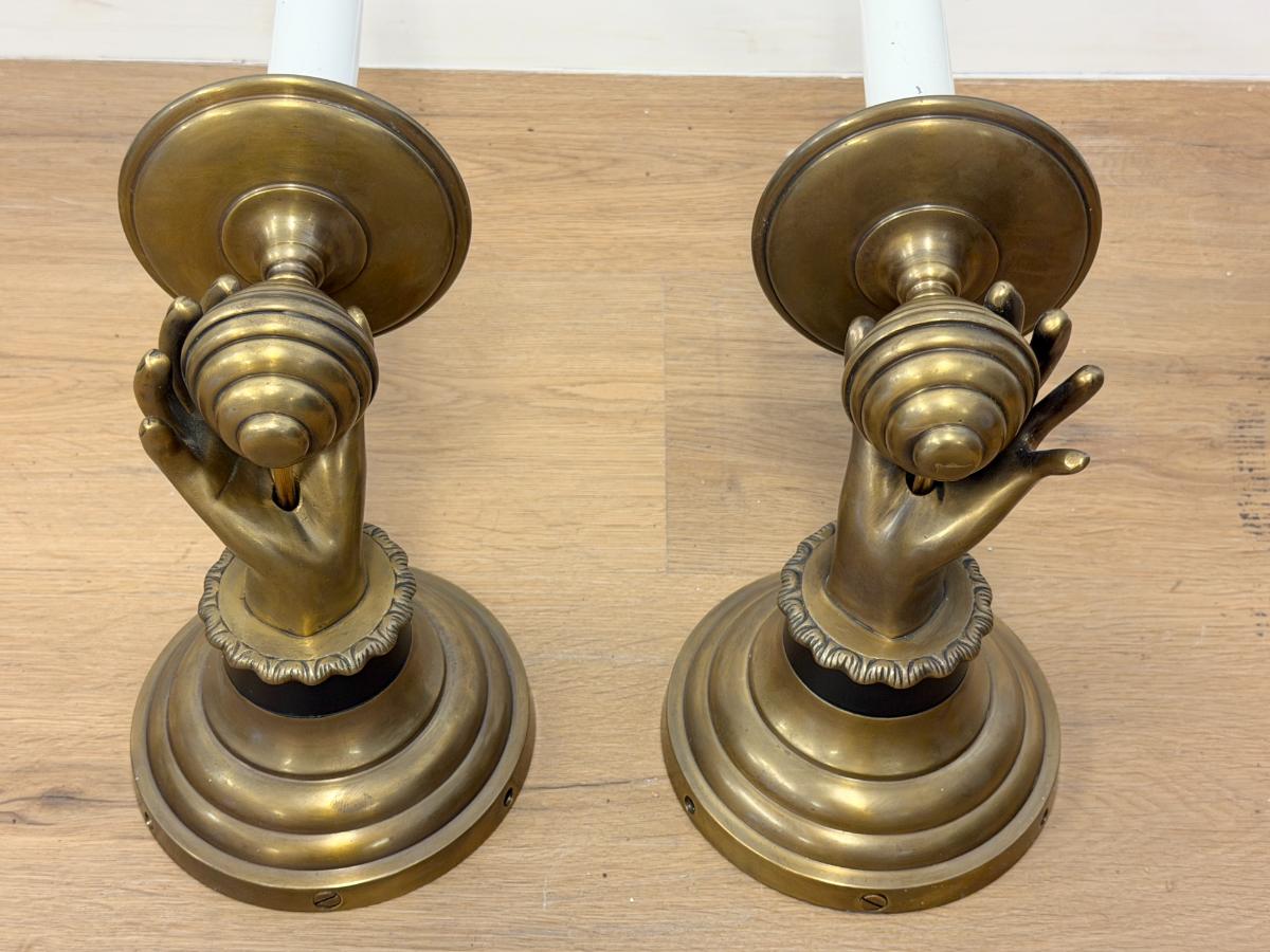 Brass Hand Wall Sconces