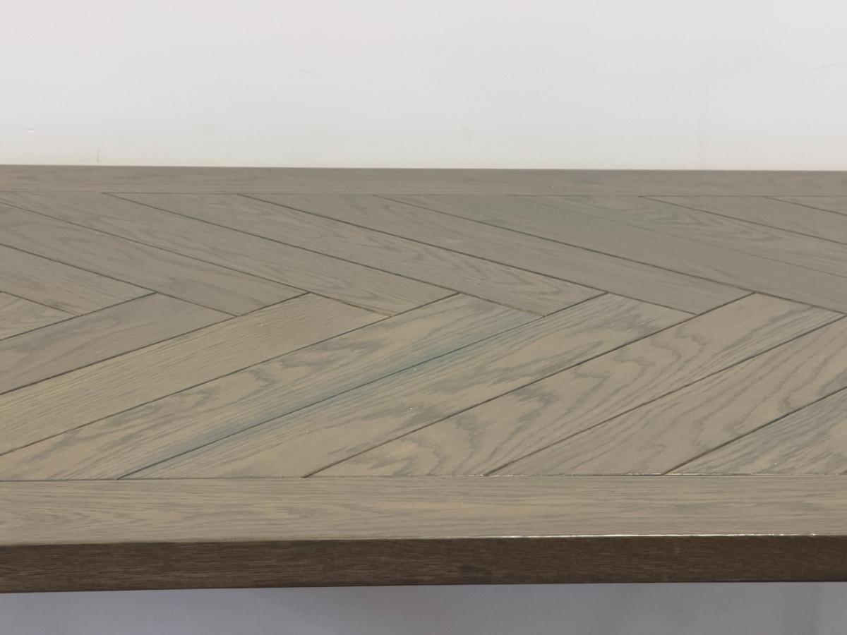 Parquet Wood Dining Table with Iron Base