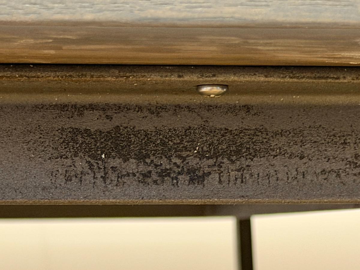Parquet Wood Dining Table with Iron Base