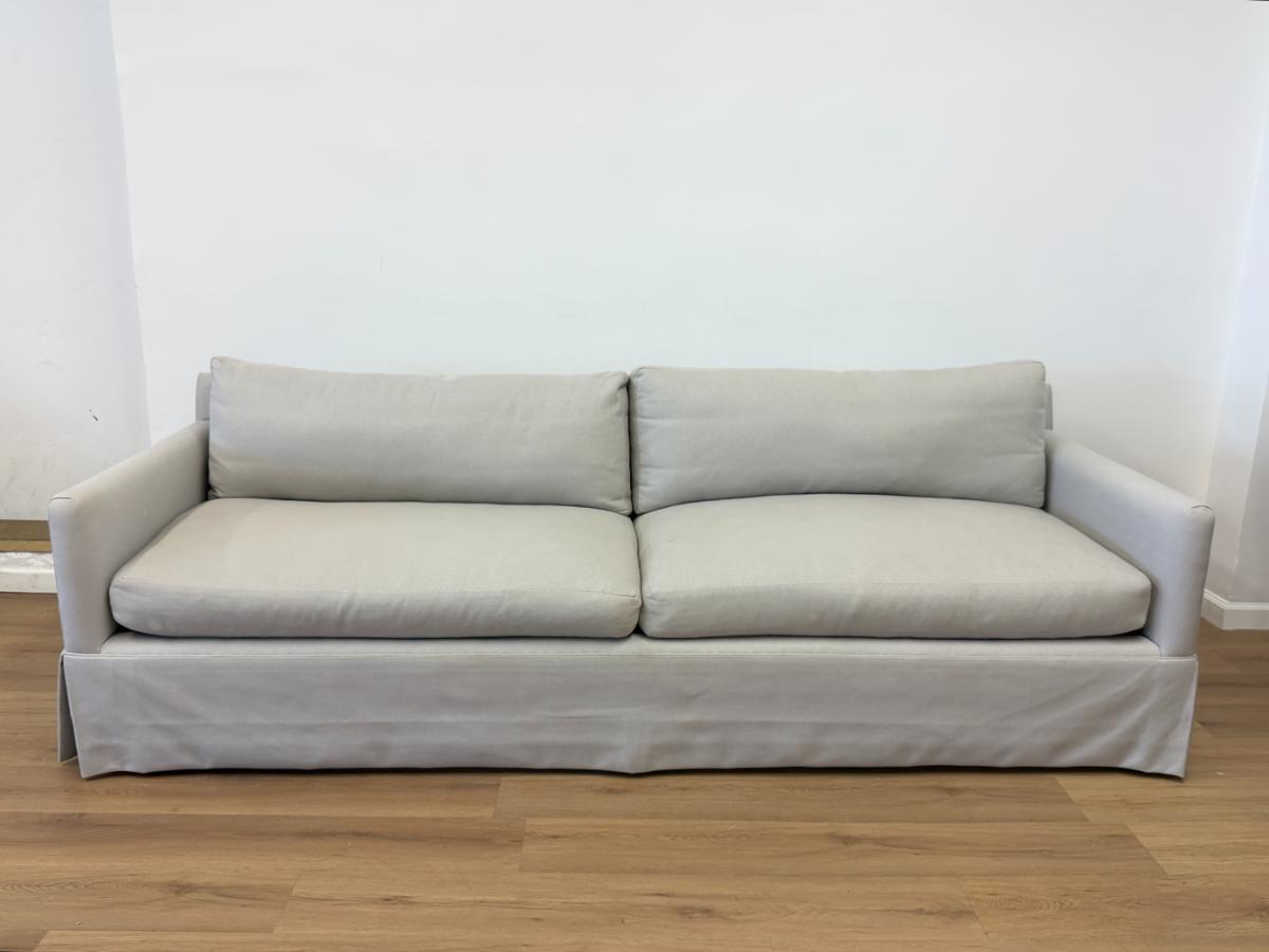 Custom Grey Skirted Sofa, 1 of 2