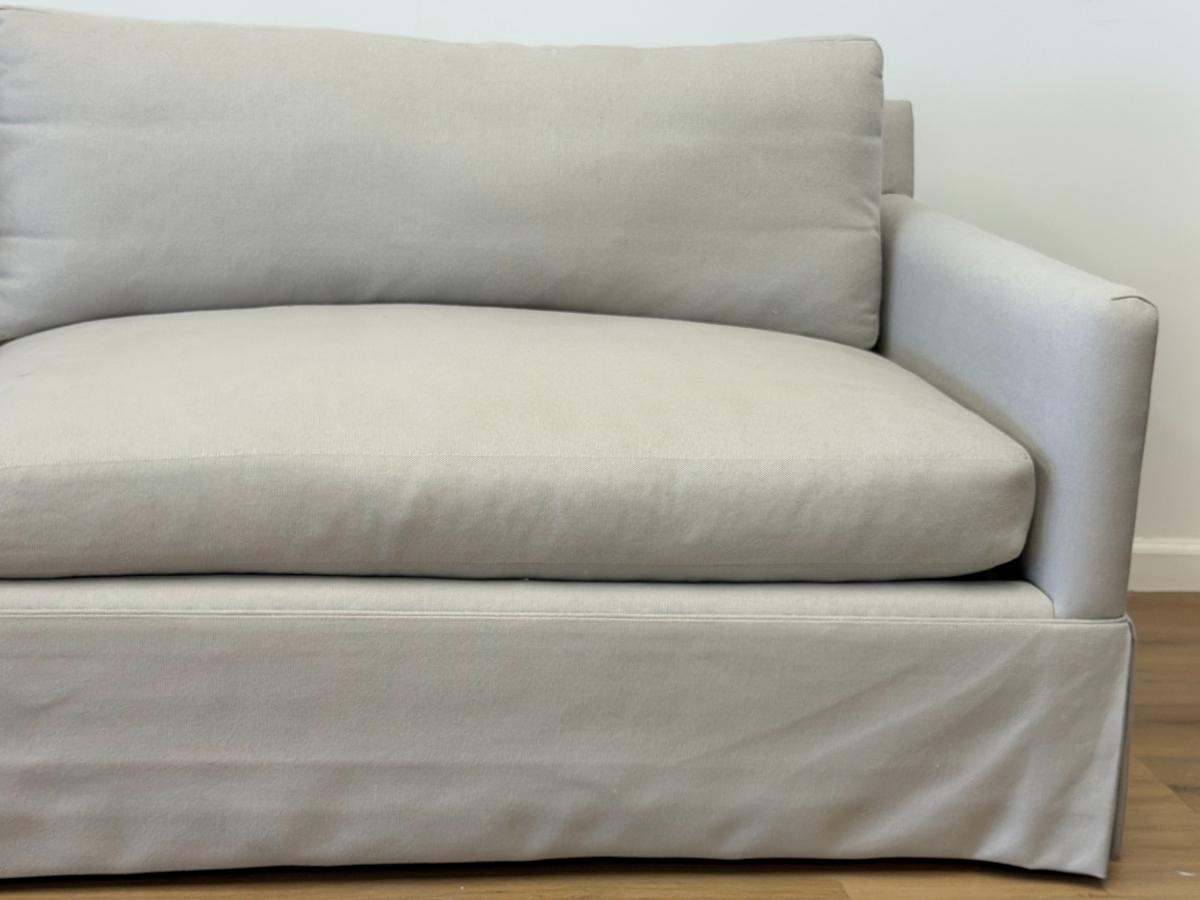 Custom Grey Skirted Sofas, Pair