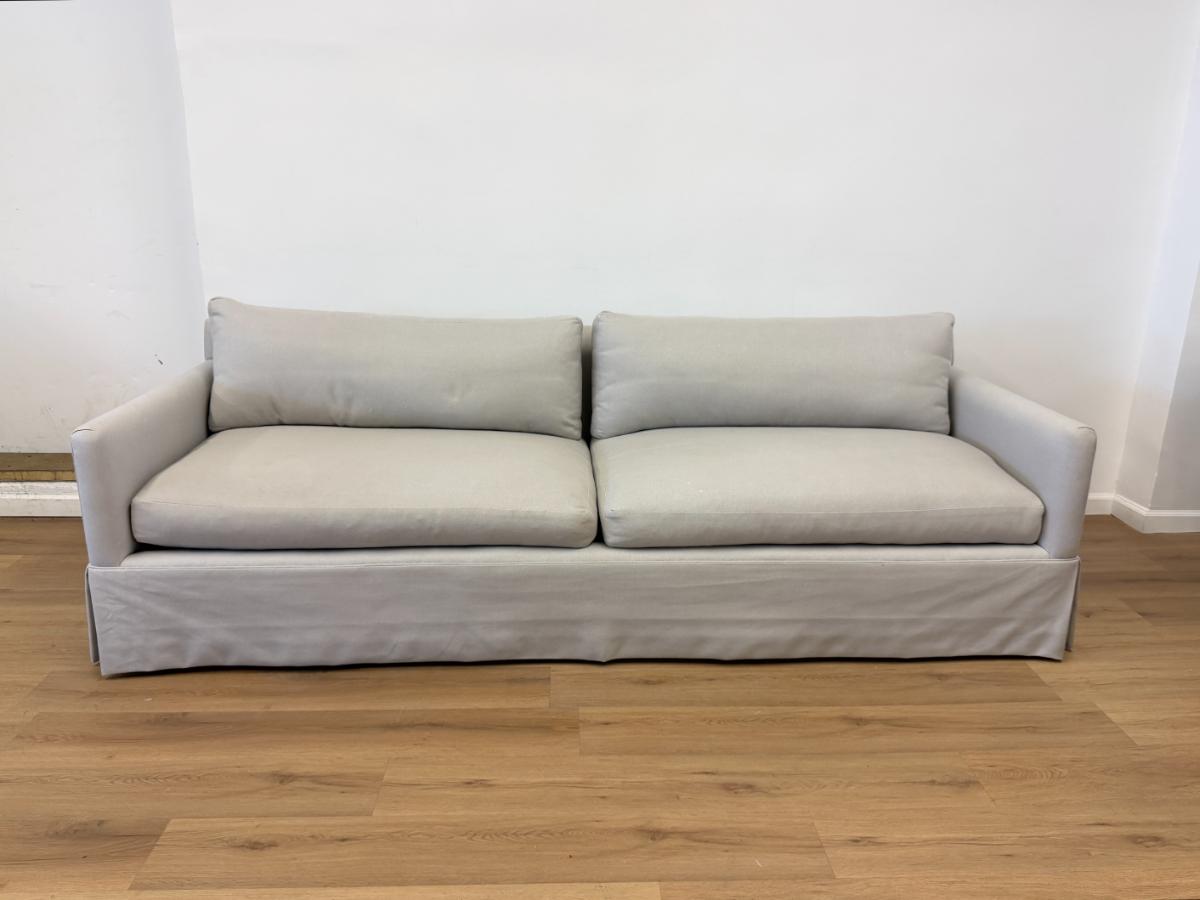 Custom Grey Skirted Sofa, 2 of 2