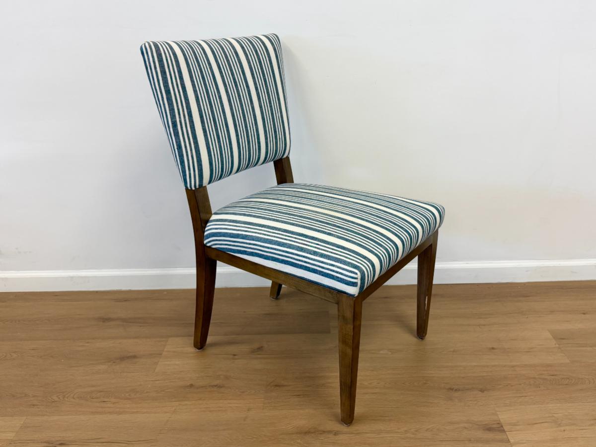 Blue and White Striped Dining Chairs, Set of 6