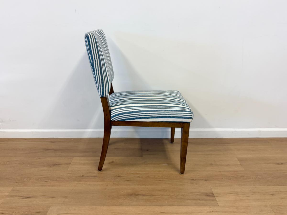 Blue and White Striped Dining Chairs, Set of 6