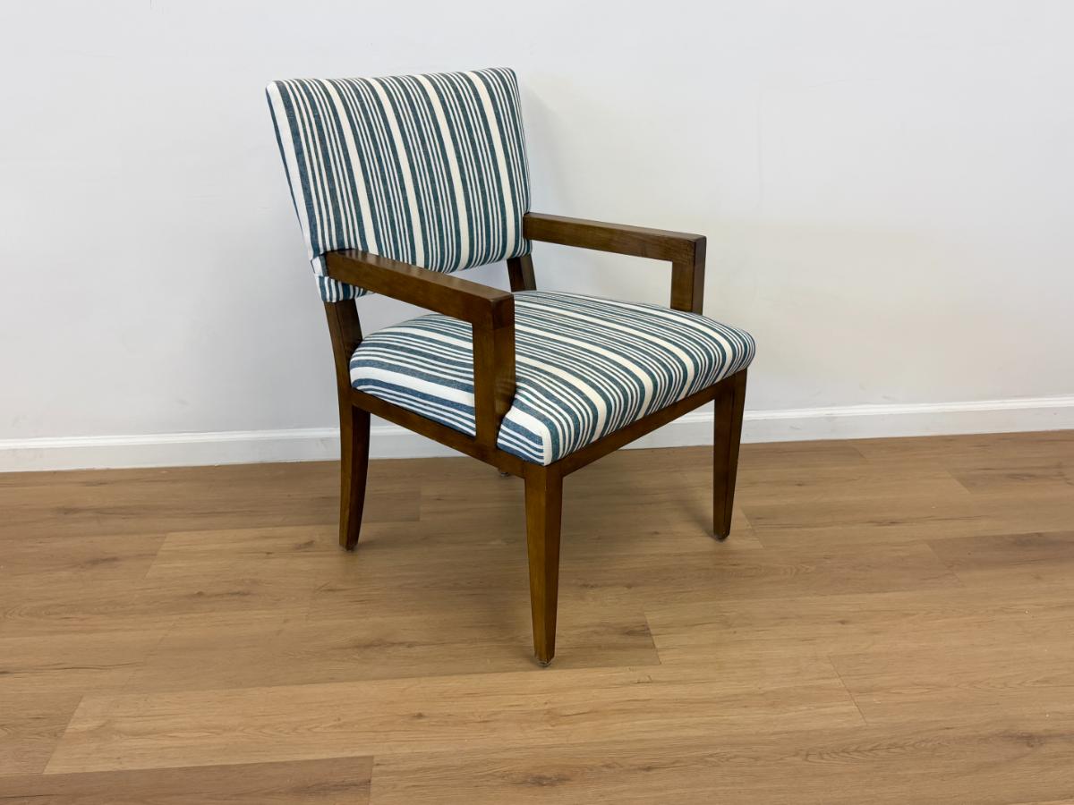 Blue and White Striped Dining Chairs, Set of 6