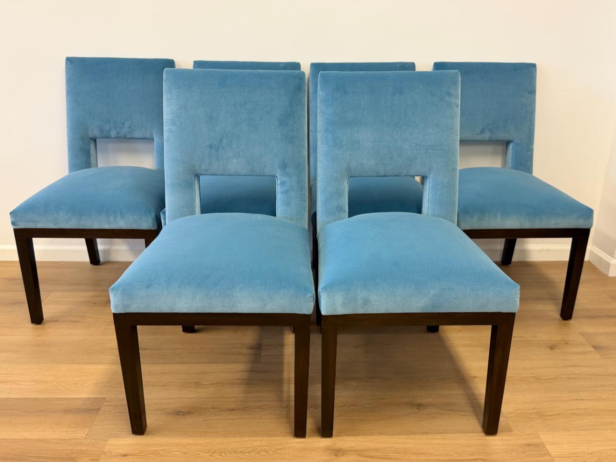 Custom Upholstered Velvet Dining Chairs, Set of 6