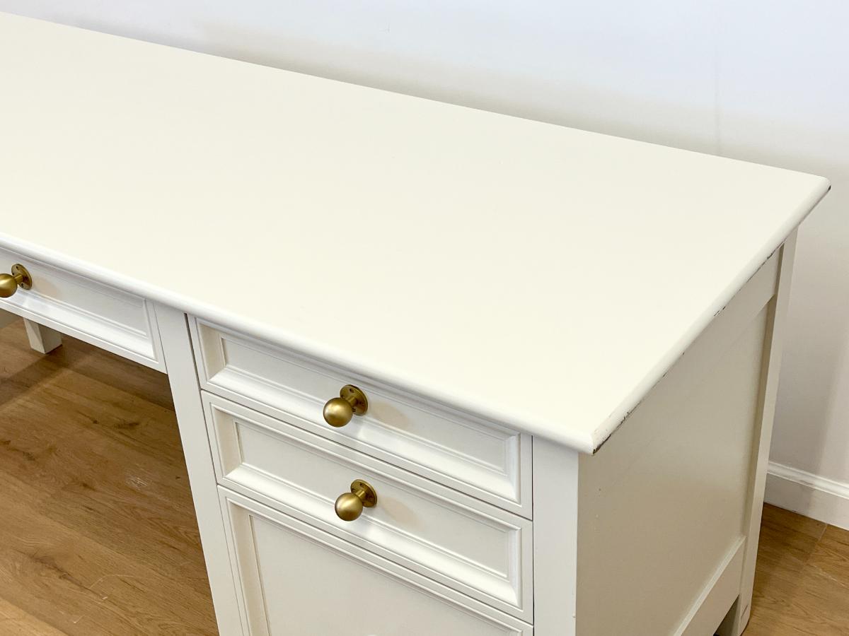 Bespoke White Desk with Brass Knobs
