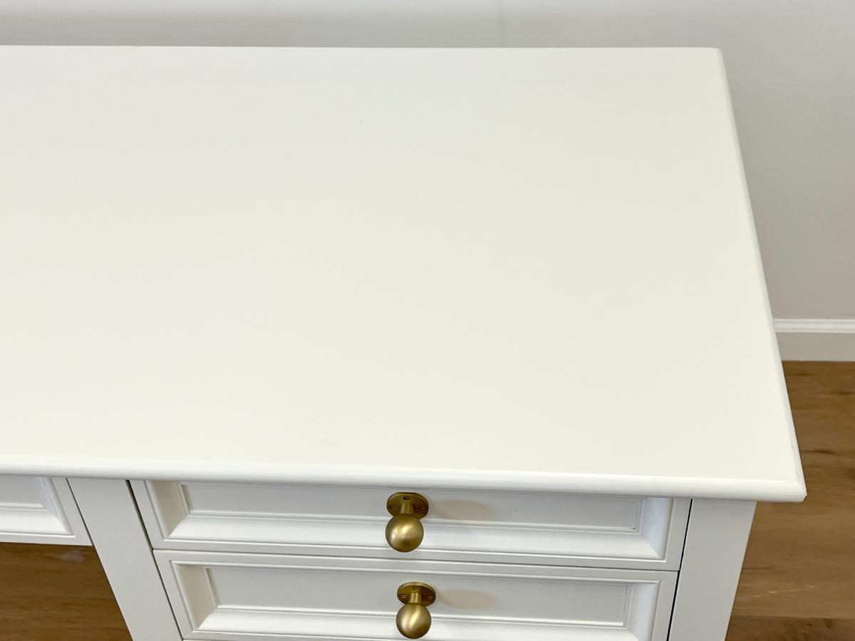 Bespoke White Desk with Brass Knobs
