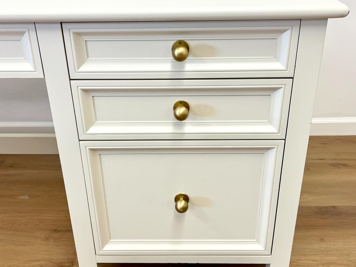 Bespoke White Desk with Brass Knobs