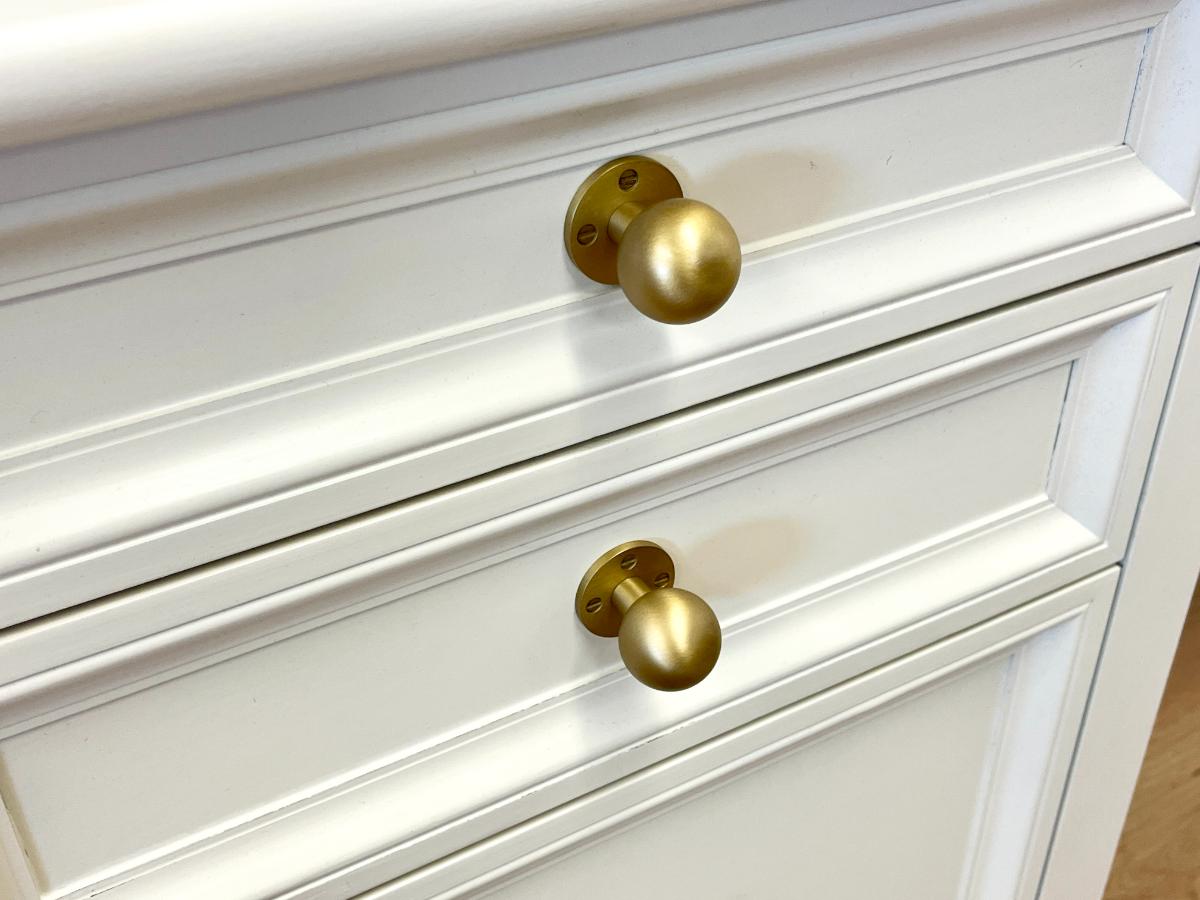 Bespoke White Desk with Brass Knobs