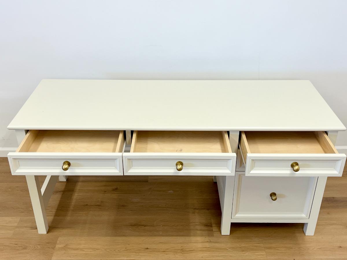 Bespoke White Desk with Brass Knobs