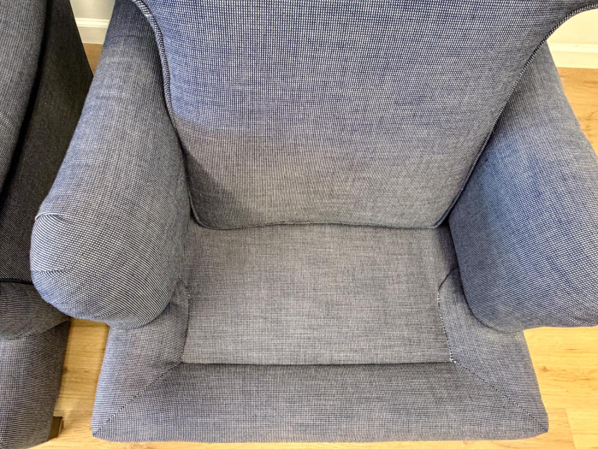 Custom English Roll Arm Club Chairs on Casters, Pair