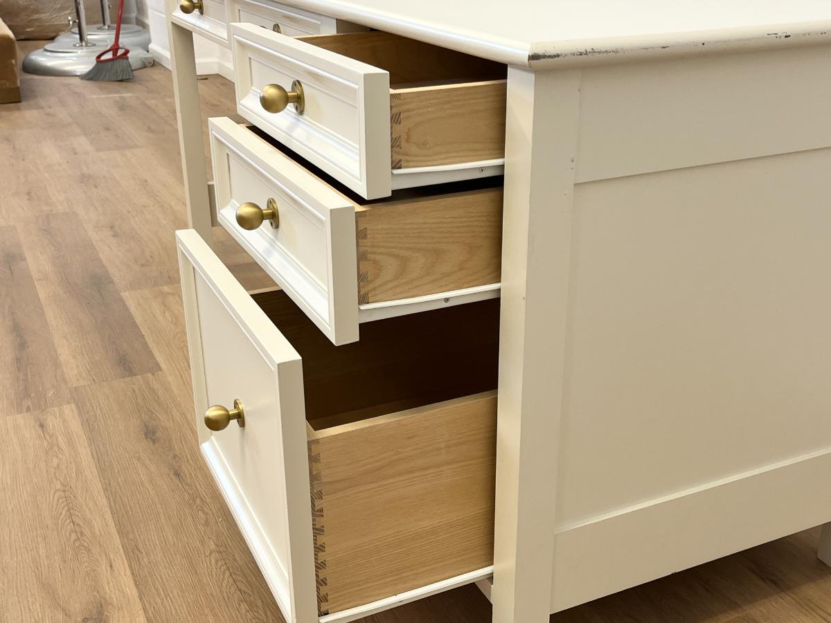 Bespoke White Desk with Brass Knobs