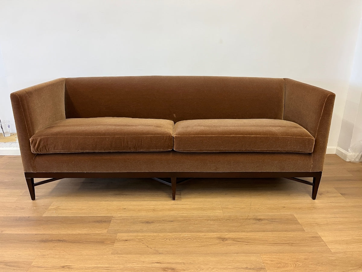 Custom Upholstered Bolier Sofa in Cocoa Mohair