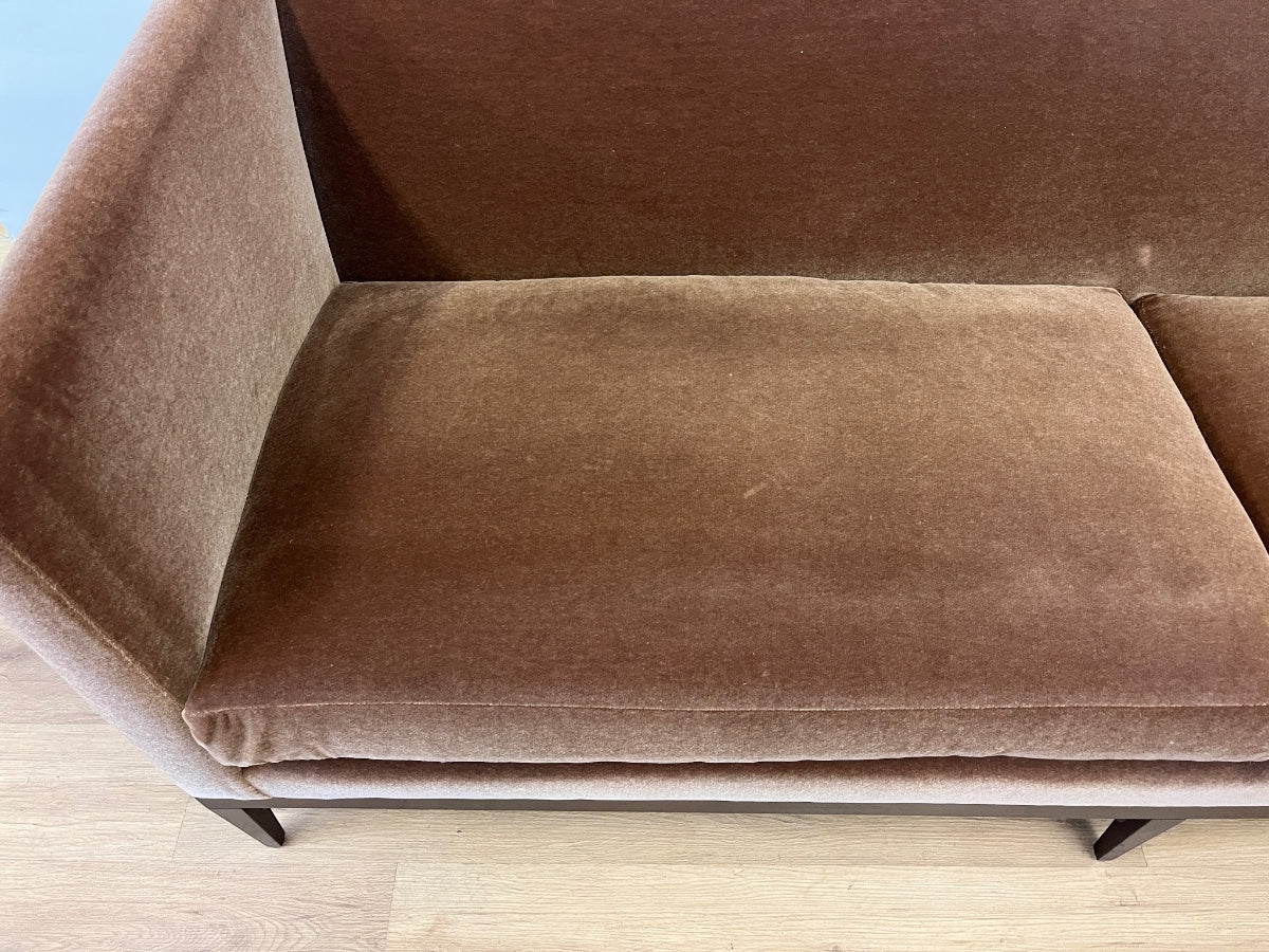 Custom Upholstered Bolier Sofa in Cocoa Mohair