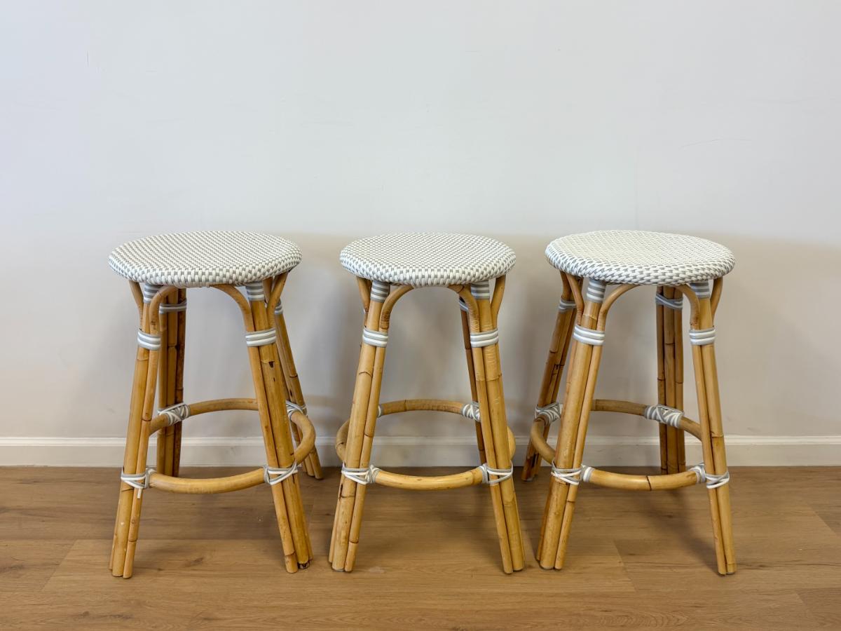 Serena & Lily Riviera Rattan Counter Stools, Set of 3
