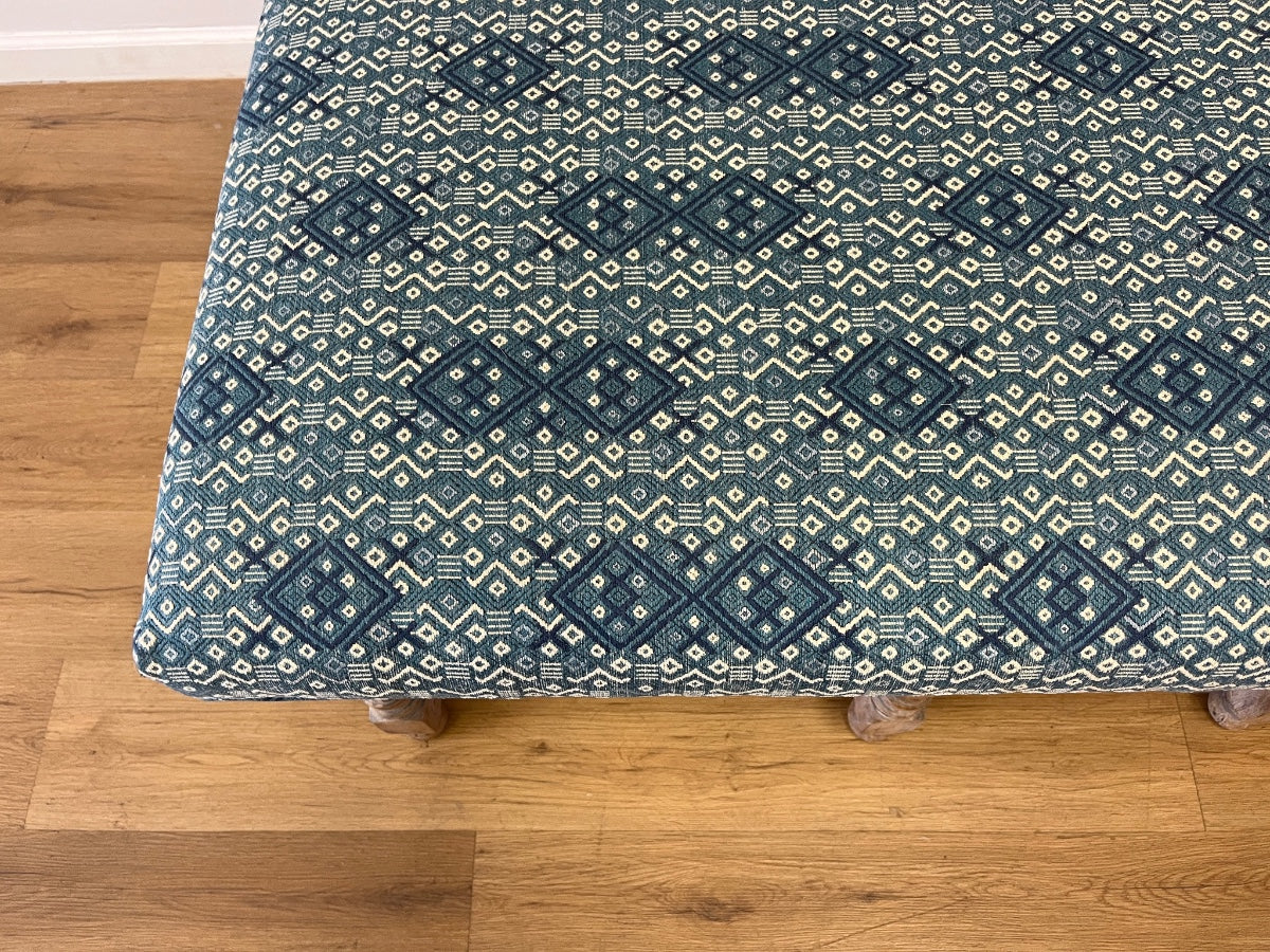 Barley Twist Cocktail Table Ottoman in Susan Deliss Criss Cross Fabric