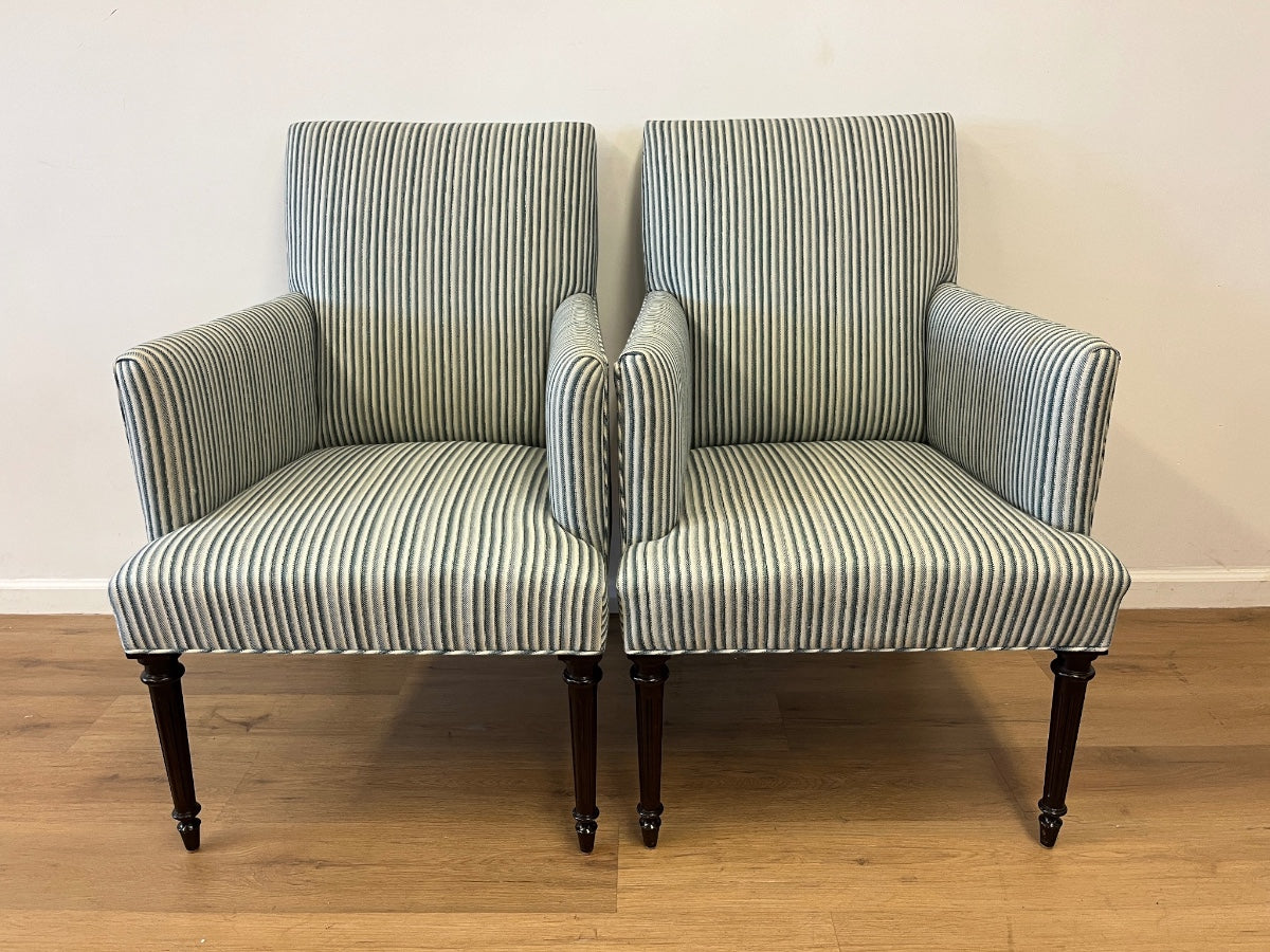 Highland House Host Chairs in Lorenzo Castillo Striped Wool, Pair