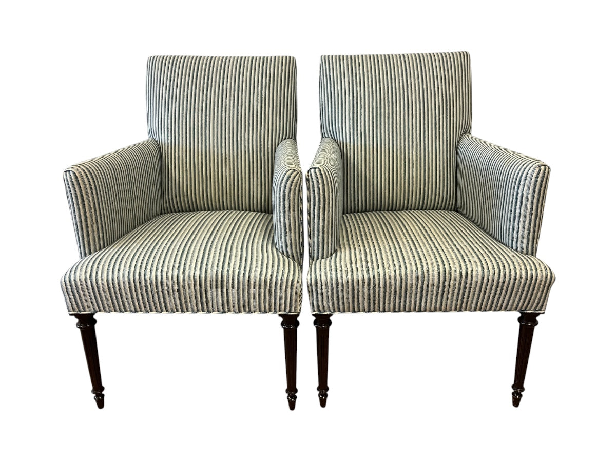 Highland House Host Chairs in Lorenzo Castillo Striped Wool, Pair