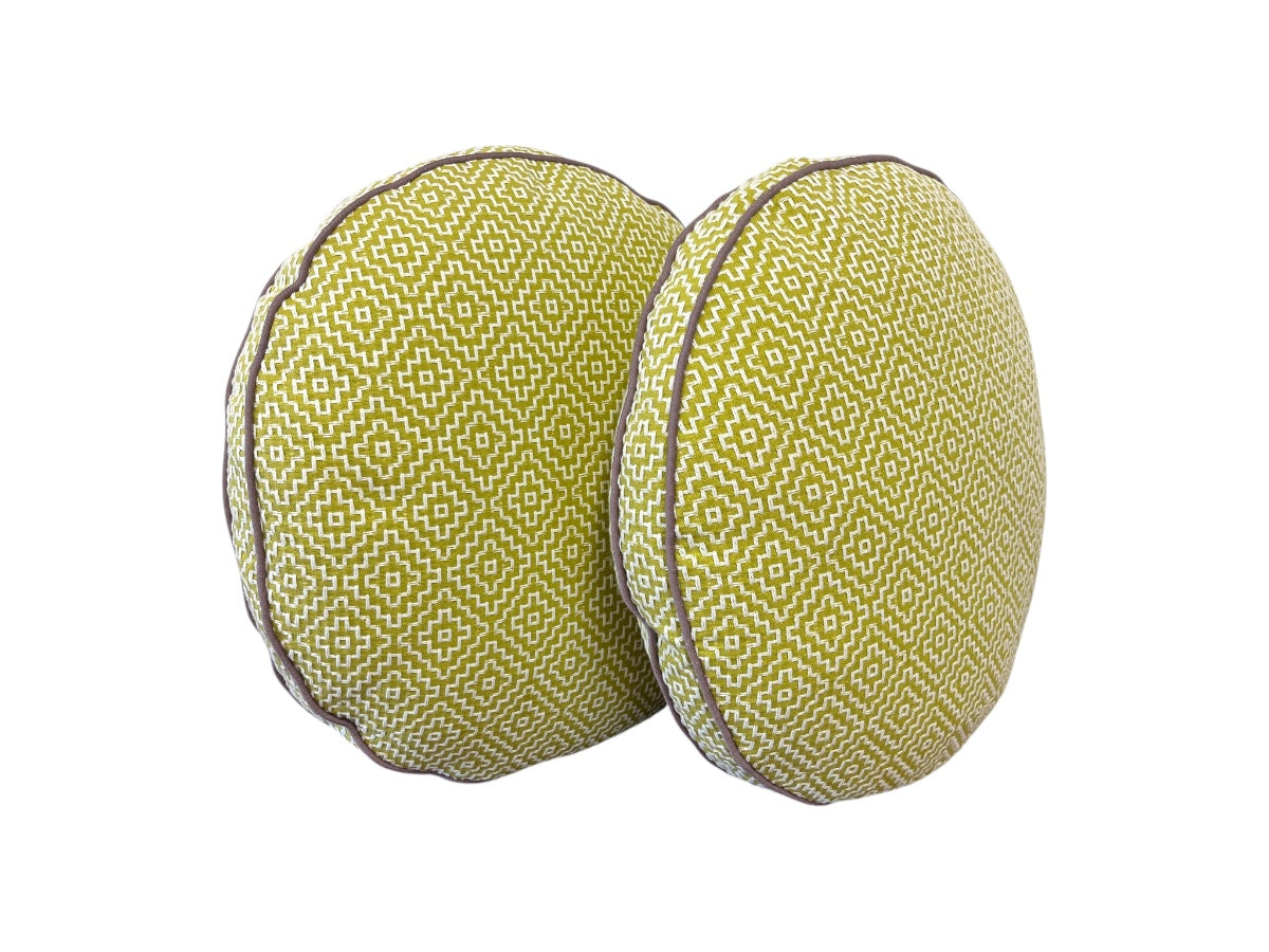 Custom Round Jacquard Pillows, Pair