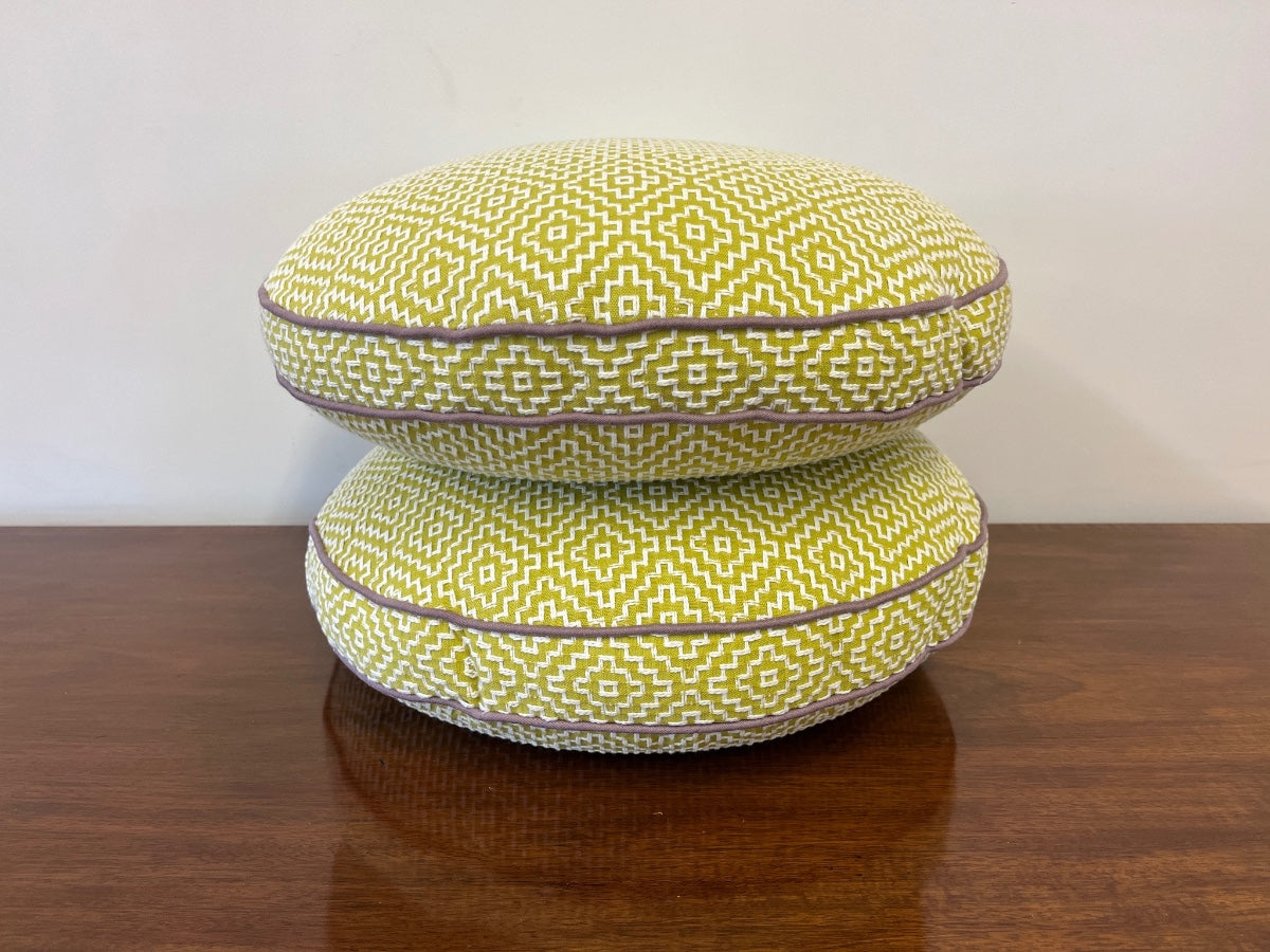 Custom Round Jacquard Pillows, Pair