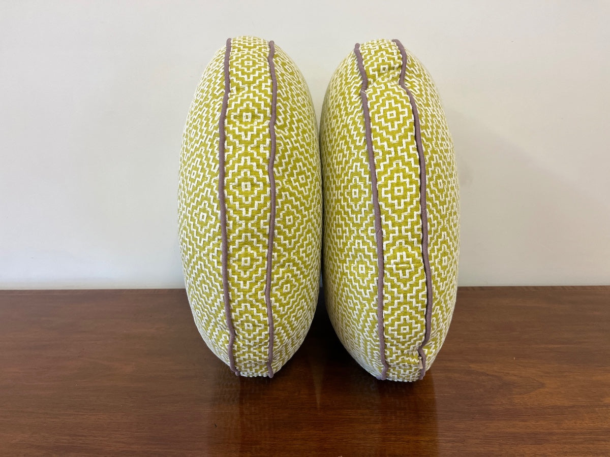 Custom Round Jacquard Pillows, Pair