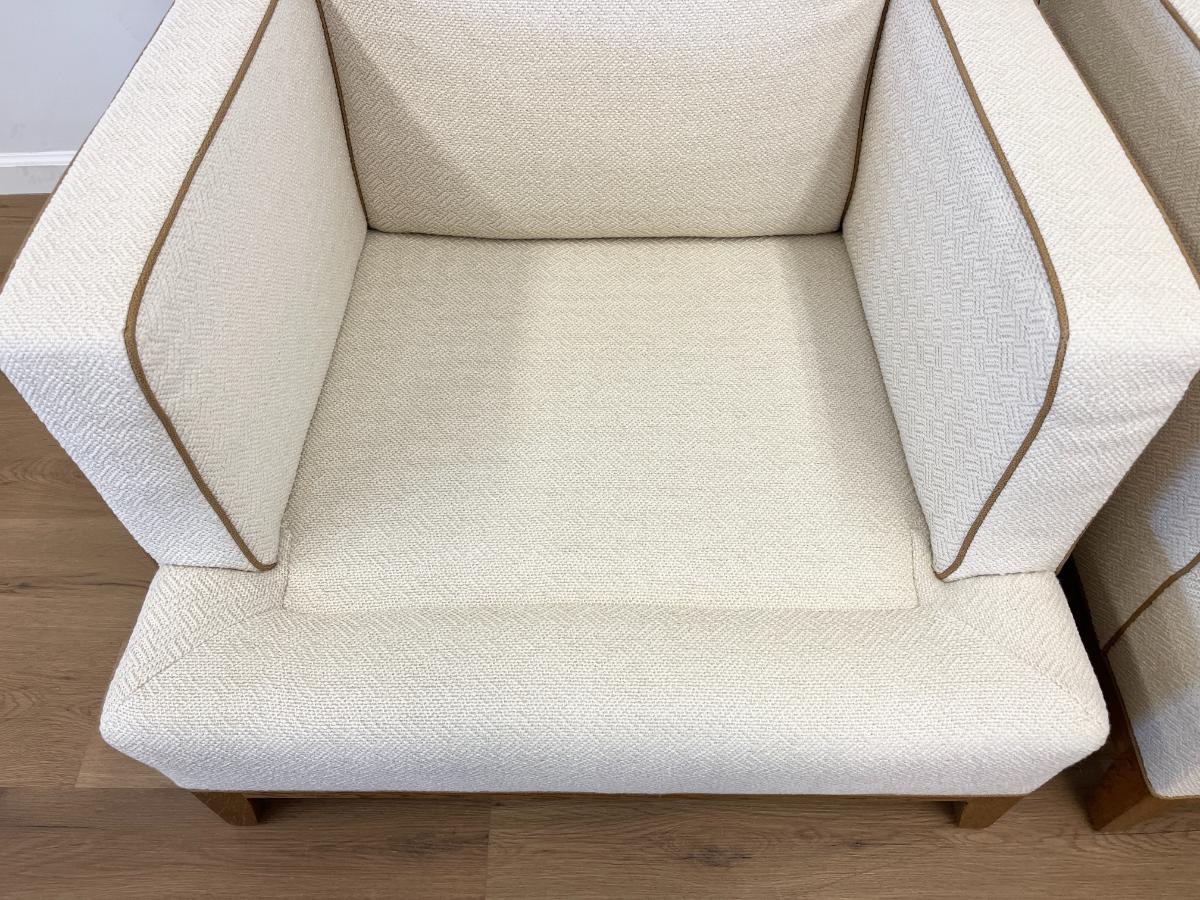 Anthony Lawrence Belfair Custom Club Chairs with Leather Trim, Pair